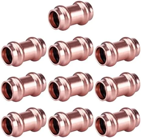rogvoc 10 pack 34 inch copper press fittings coupling fittings with stop