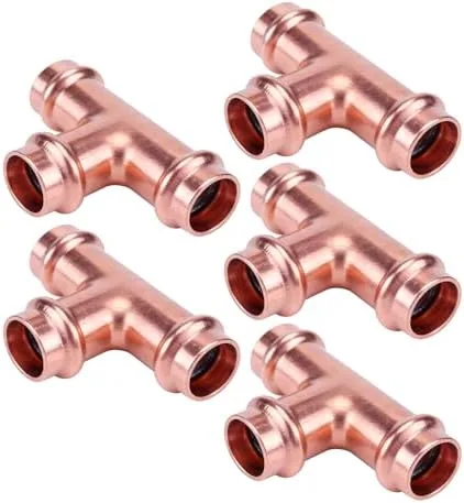 rogvoc 5 pack 34 inch pro copper press fittings tee heavy duty equal tee