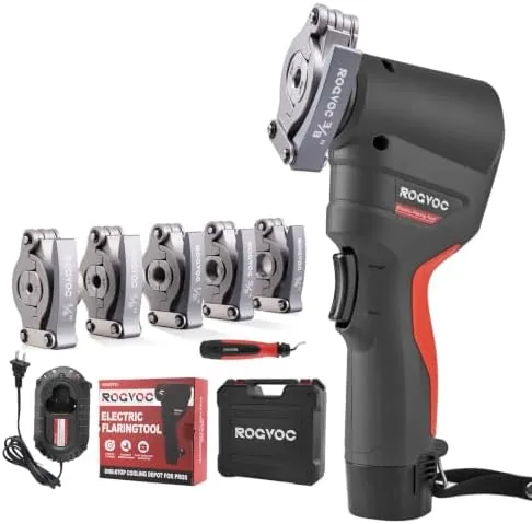 rogvoc cordless electric flaring tool kit 5 clamping heads