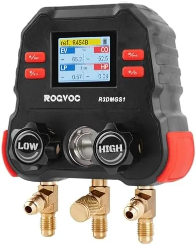 rogvoc hvac digital manifold gauge 3 port portable ac systems gauges